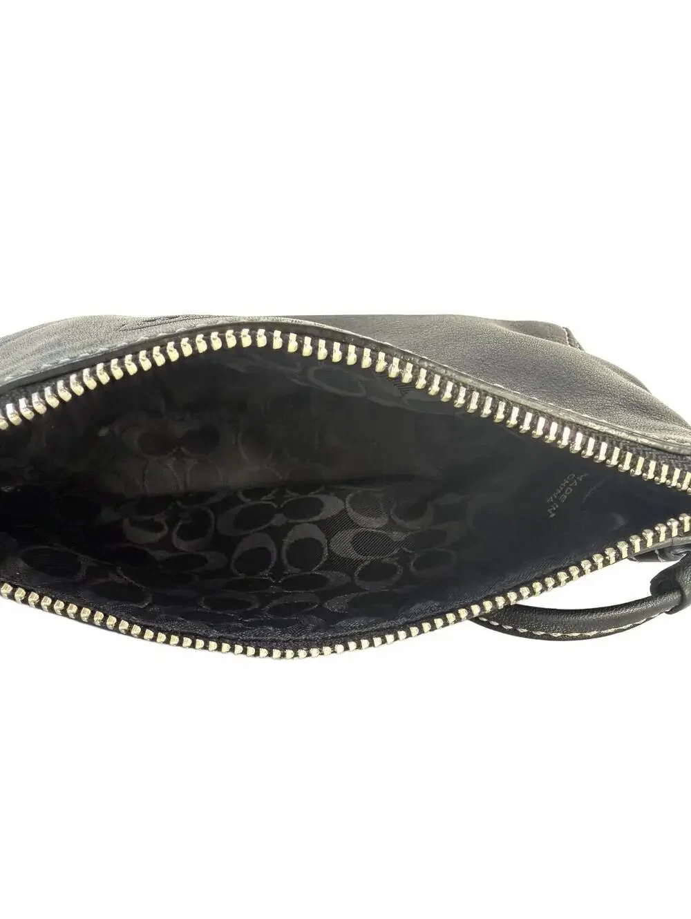 Coach | Leatherware Tassel Leather Wristlet Pouch | Black Silver
